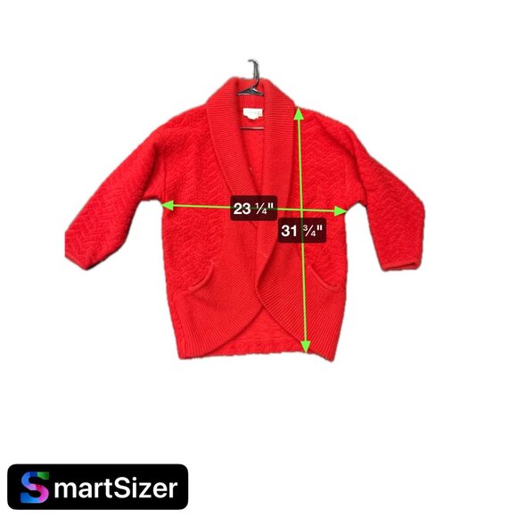 Vintage Sideffects Red Knit Open Front Cardigan Long Sweater Sz M - Picture 7 of 7